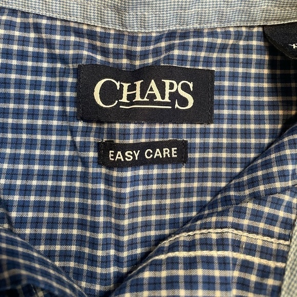 Men’s Chaps size XL blue plaid shirt sleeve button up shirt - Picture 5 of 6